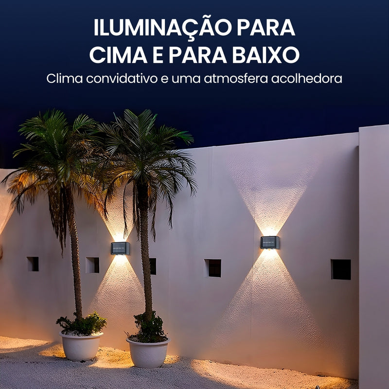 Solara™ - Luminária Solar Externa de Parede: Beleza, Sustentabilidade e Magia em um Único Produto