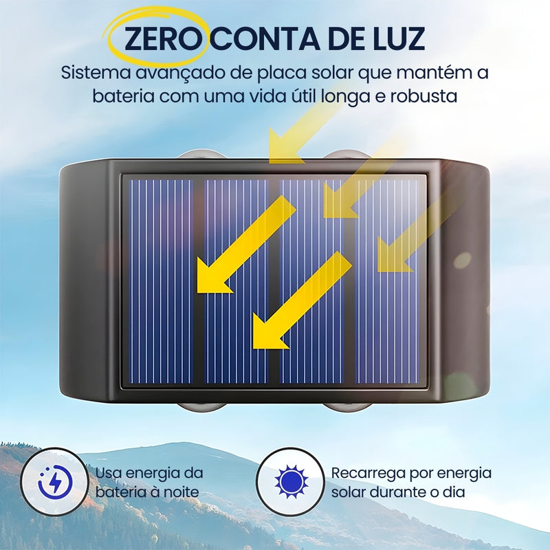 Solara™ - Luminária Solar Externa de Parede: Beleza, Sustentabilidade e Magia em um Único Produto