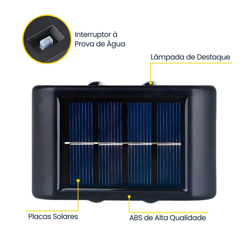 Solara™ - Luminária Solar Externa de Parede: Beleza, Sustentabilidade e Magia em um Único Produto