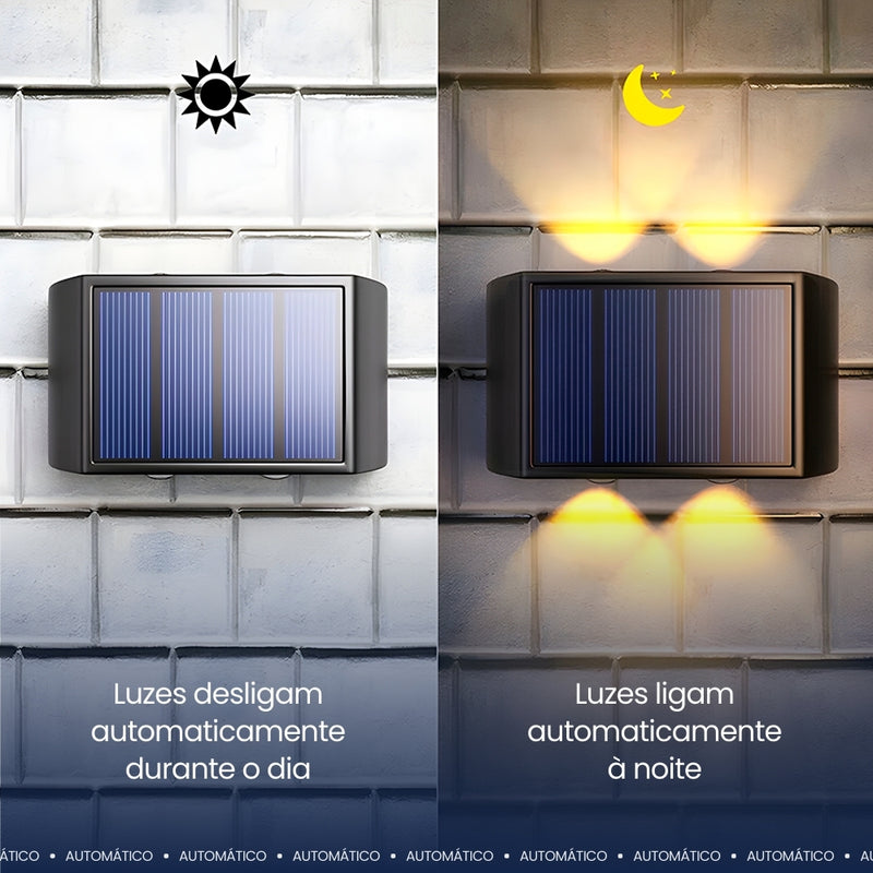 Solara™ - Luminária Solar Externa de Parede: Beleza, Sustentabilidade e Magia em um Único Produto