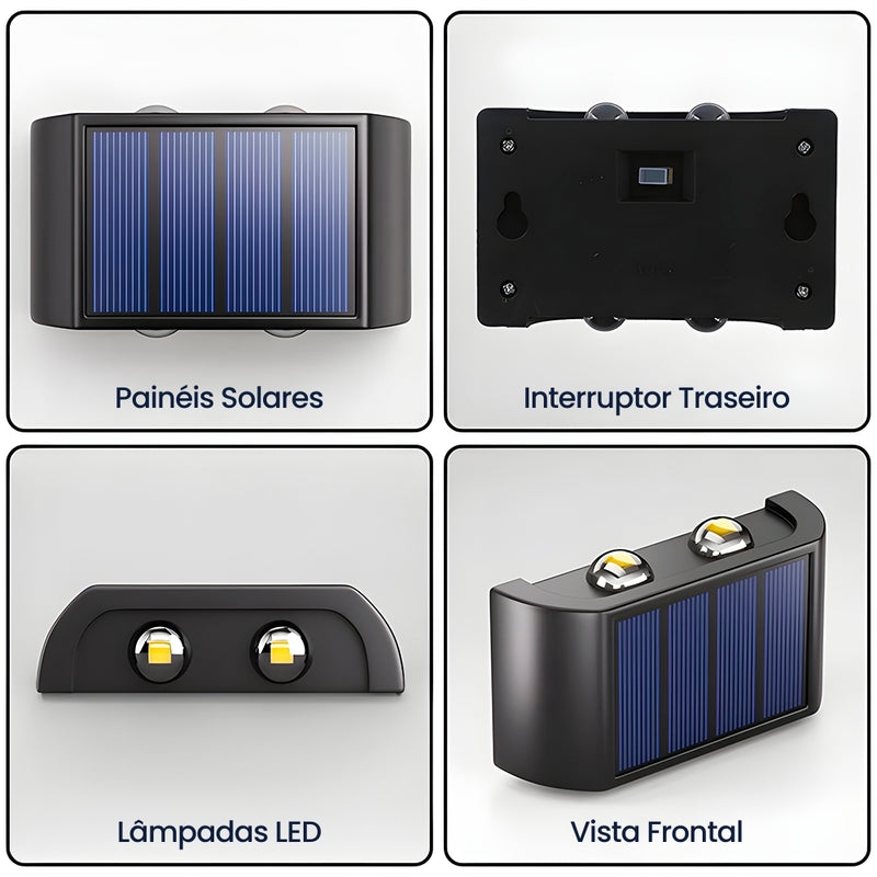 Solara™ - Luminária Solar Externa de Parede: Beleza, Sustentabilidade e Magia em um Único Produto