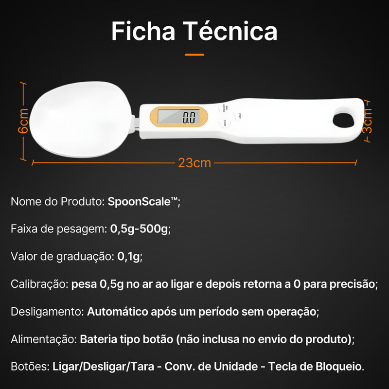 SpoonScale™ - Colher de Medição Digital: Pesagem Precisa para sua Cozinha